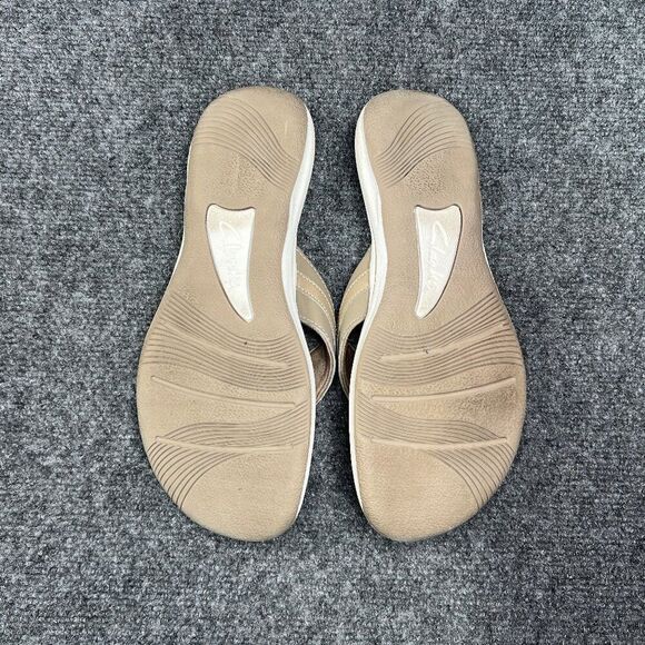 Clarks Cloudsteppers Sandals Women's 10 Tan Comfort Casual Toe Post Flip Flops - Picture 10 of 12